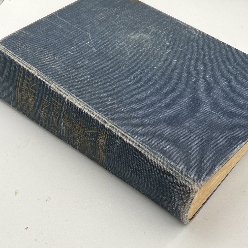 Vintage 3 Blue Brown Books Lot Staging Decor Retro Prop Shelf Mantle Centerpiece - Picture 6 of 8
